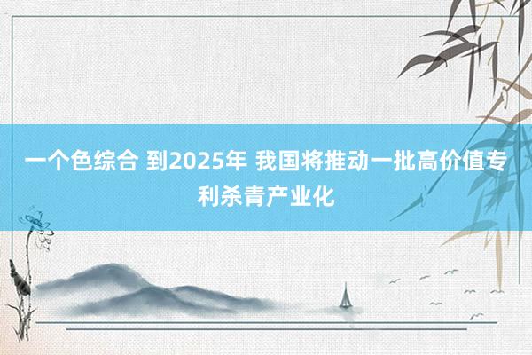 一个色综合 到2025年 我国将推动一批高价值专利杀青产业化