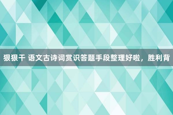 狠狠干 语文古诗词赏识答题手段整理好啦，胜利背