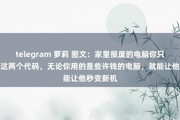 telegram 萝莉 图文：家里报废的电脑你只需要掌抓这两个代码，无论你用的是些许钱的电脑，就能让他秒变新机