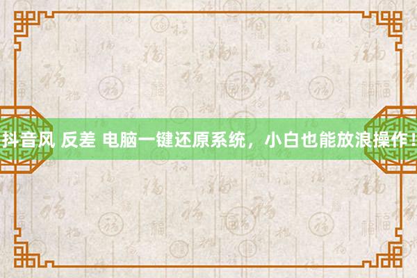 抖音风 反差 电脑一键还原系统，小白也能放浪操作！