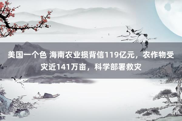 美国一个色 海南农业损背信119亿元，农作物受灾近141万亩，科学部署救灾