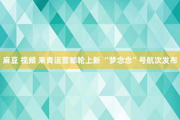 麻豆 视频 来青运营邮轮上新 “梦念念”号航次发布