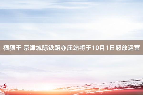 狠狠干 京津城际铁路亦庄站将于10月1日怒放运营