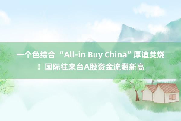 一个色综合 “All-in Buy China”厚谊焚烧！国际往来台A股资金流翻新高