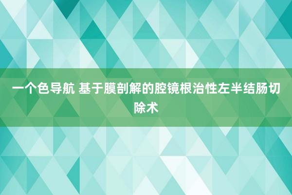 一个色导航 基于膜剖解的腔镜根治性左半结肠切除术