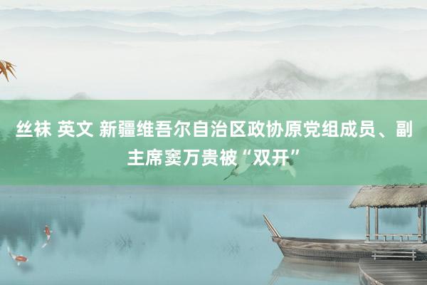 丝袜 英文 新疆维吾尔自治区政协原党组成员、副主席窦万贵被“双开”