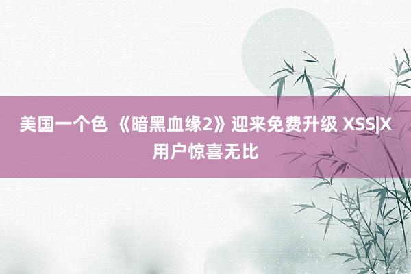 美国一个色 《暗黑血缘2》迎来免费升级 XSS|X用户惊喜无比