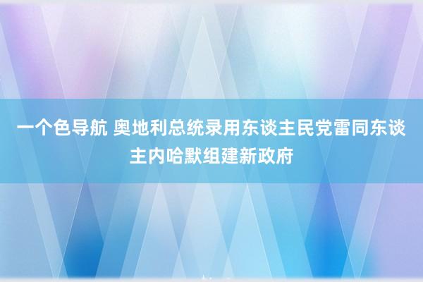 一个色导航 奥地利总统录用东谈主民党雷同东谈主内哈默组建新政府