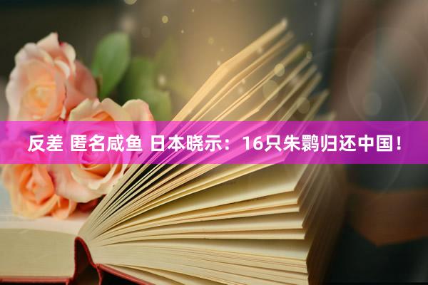 反差 匿名咸鱼 日本晓示：16只朱鹮归还中国！