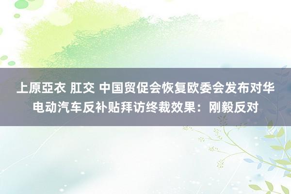 上原亞衣 肛交 中国贸促会恢复欧委会发布对华电动汽车反补贴拜访终裁效果：刚毅反对