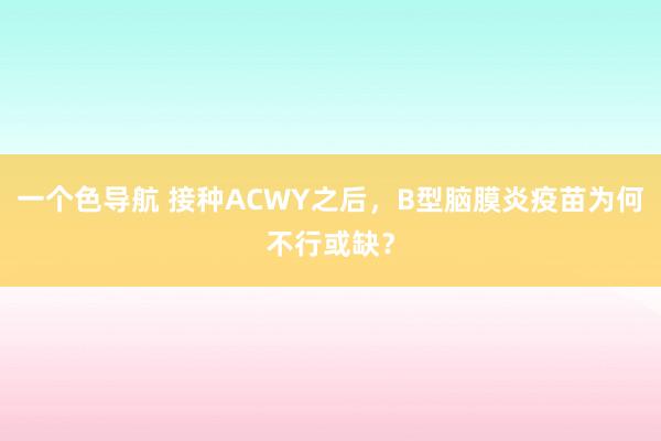 一个色导航 接种ACWY之后，B型脑膜炎疫苗为何不行或缺？