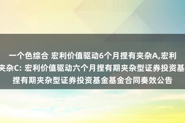 一个色综合 宏利价值驱动6个月捏有夹杂A，宏利价值驱动6个月捏有夹杂C: 宏利价值驱动六个月捏有期夹杂型证券投资基金基金合同奏效公告