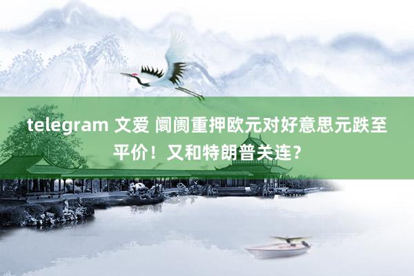 telegram 文爱 阛阓重押欧元对好意思元跌至平价！又和特朗普关连？