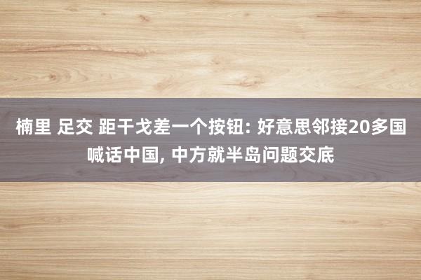 楠里 足交 距干戈差一个按钮: 好意思邻接20多国喊话中国， 中方就半岛问题交底