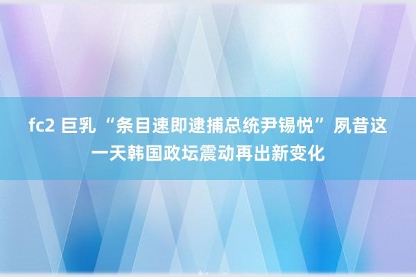 fc2 巨乳 “条目速即逮捕总统尹锡悦” 夙昔这一天韩国政坛震动再出新变化