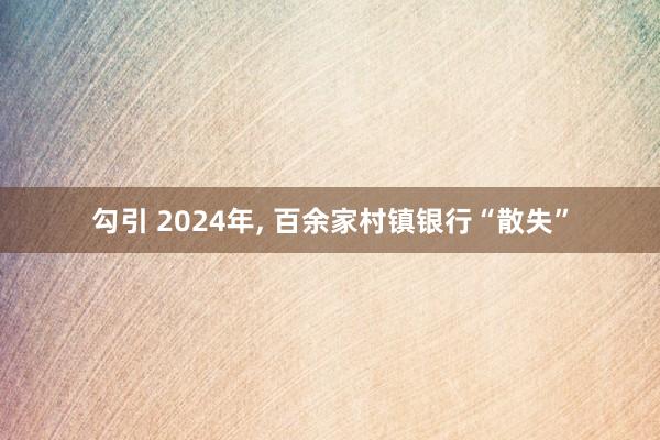 勾引 2024年， 百余家村镇银行“散失”