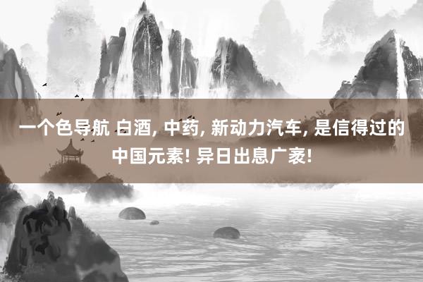 一个色导航 白酒， 中药， 新动力汽车， 是信得过的中国元素! 异日出息广袤!