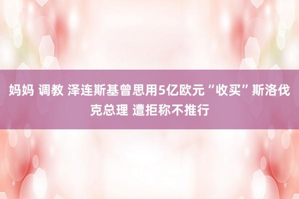 妈妈 调教 泽连斯基曾思用5亿欧元“收买”斯洛伐克总理 遭拒称不推行