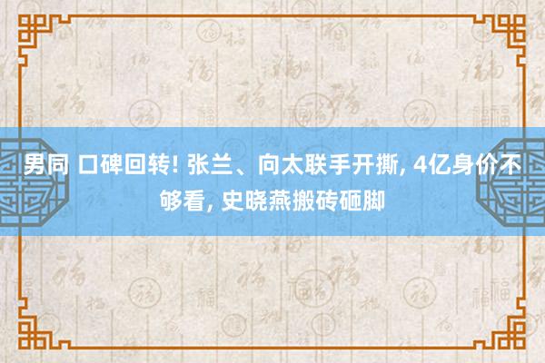 男同 口碑回转! 张兰、向太联手开撕， 4亿身价不够看， 史晓燕搬砖砸脚