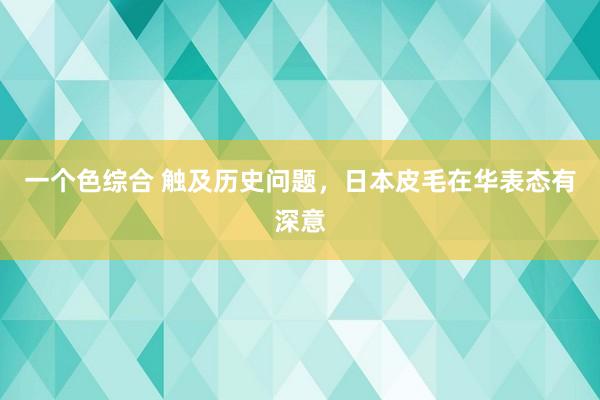 一个色综合 触及历史问题，日本皮毛在华表态有深意