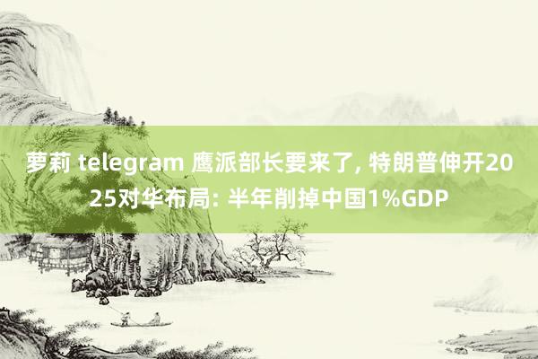 萝莉 telegram 鹰派部长要来了， 特朗普伸开2025对华布局: 半年削掉中国1%GDP