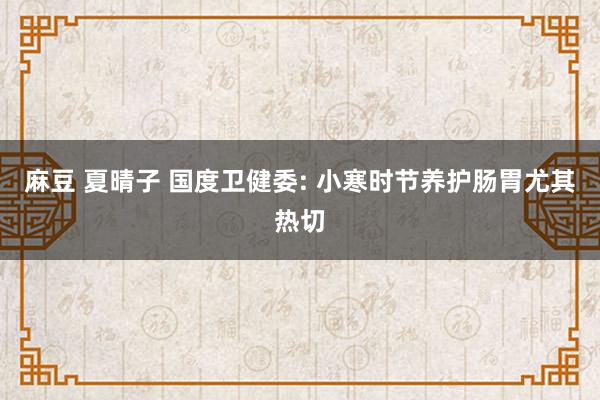 麻豆 夏晴子 国度卫健委: 小寒时节养护肠胃尤其热切