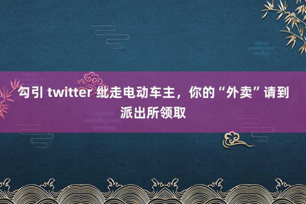 勾引 twitter 纰走电动车主，你的“外卖”请到派出所领取