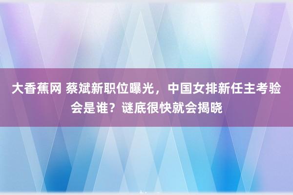 大香蕉网 蔡斌新职位曝光，中国女排新任主考验会是谁？谜底很快就会揭晓